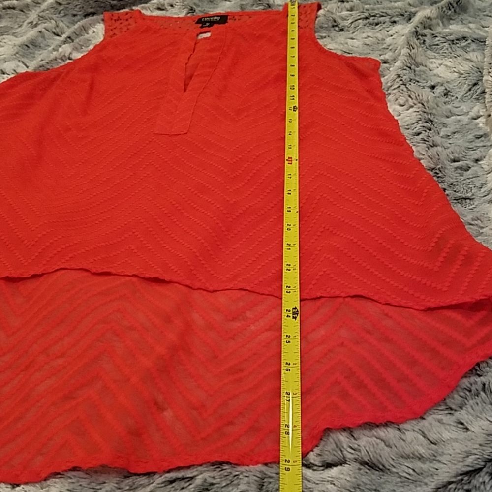❤️ 2 for $15 ❤️ Nicole by Nicole Miller Red High-Low Blouse Medium - Picture 7 of 8